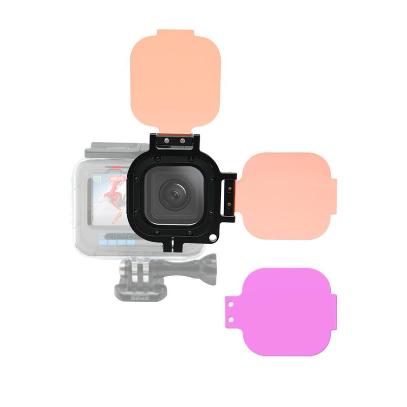 3 Pack Dive Filter Lens for Gopro Hero 8/9/10/11/12 Official Underwater Diving Waterproof Housing Protective Shell Red, Light Red, Magenta