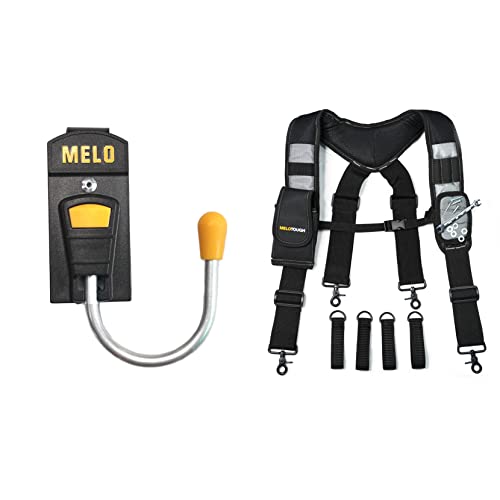 MELOTOUGH 1 Pack Magnetic Suspenders Tool Belt Suspenders with Magnetic Wristand Large Moveable Phone Holder + 1 Pack Tool Holster Cordless Drill Holster