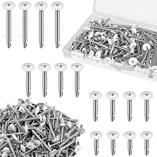 Peryiter 480 Pcs White Self Tapping Screws for Metal White Thread Truss Head Screws 8 Fast Self Drilling Sheet for Wire Lath to Metal Studs, Wood Work, 4 Sizes