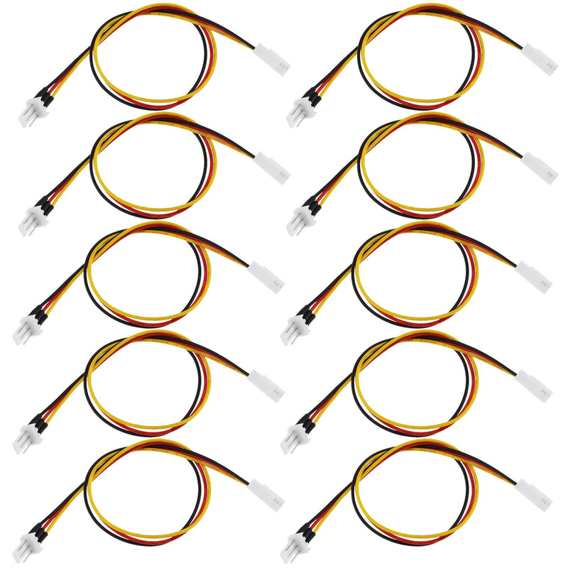 OTOTEC 10-pack PC fan power extension cables, 30cm, 3-pin male to female, fan connector cable, computer CPU fan wire, fan cable