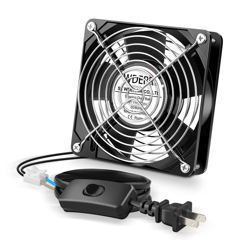 Wderair Metal Axial Muffin Fan AC 110V 120V 120mm x 25mm Dual Ball High Performance Small Box Fan for DIY Cooling Ventilation Exhaust Projects