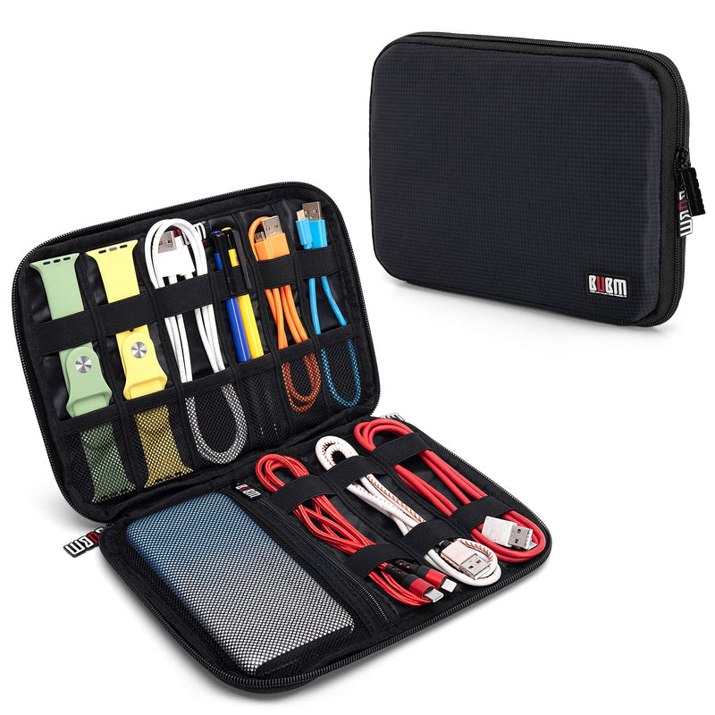 BUBM Electronic Organizer, Travel Cable Organizer Electronic Accessories Storage Case, Travel Gadget Bag for Cable, USB Flash Drive, Charger(Medium, Black) Medium