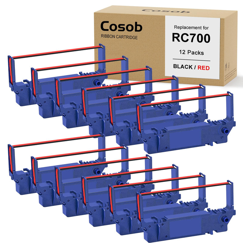 12 Pack Compatible Ribbon Replacement for SP700 Printer Ribbon SP700 SP-700 RC700 RC-700 Use with Star SP700 SP700BR RC700BR SP712 SP712R SP717 SP742R SP747 SP740 Printer (Black and Red) SP700 12P
