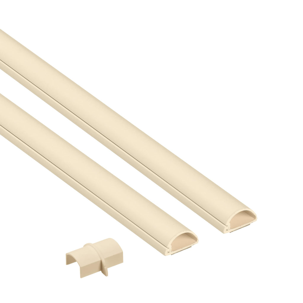 D-Line TV Wire Hider 2-Pack, Half Round Cord Cover for Wall Mount TV, Hinged One-Piece Raceway, Self-Adhesive Cable Management - 2X 0.78 (W) x 0.39" (H) x 15.7" Lengths (31.4in Total) - Beige