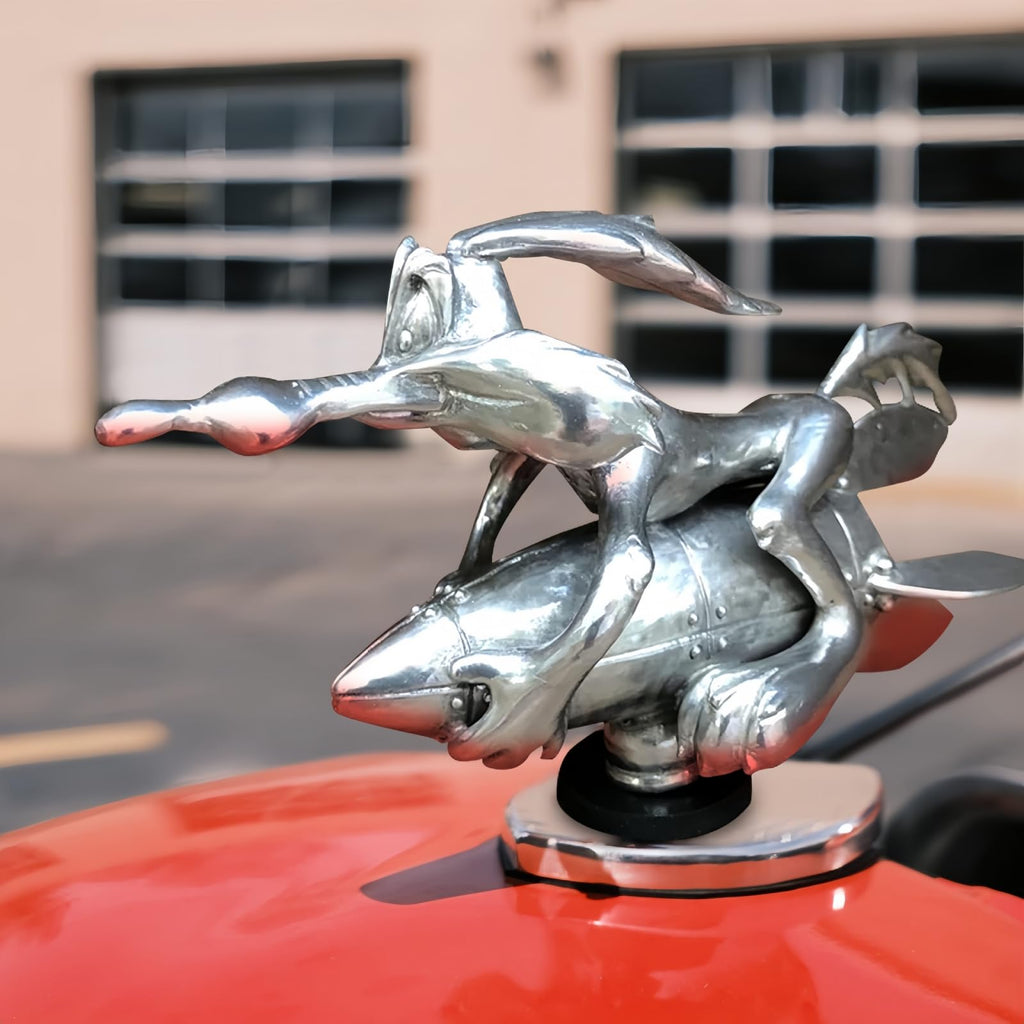 Coyote Trucks Hood Ornament Cartoon Vintage Car Ornaments Inspired by The Classic Animation Metal Rocket Hood Decoration Suitable for All Types of Cars Bonnet Motorcycles Styling Coyote