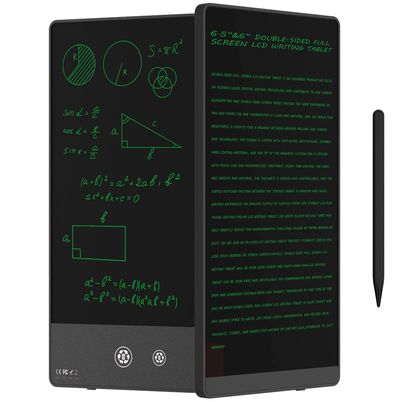 LCD Writing Tablet for Adults-6.5″&6″ LCD Writing Tablet,Double-Sided Full Screen Electronic Drawing Pad,Mini Portable Digital Notepad for School,Office,Home,Erasable,Reusable 6.5/6inch