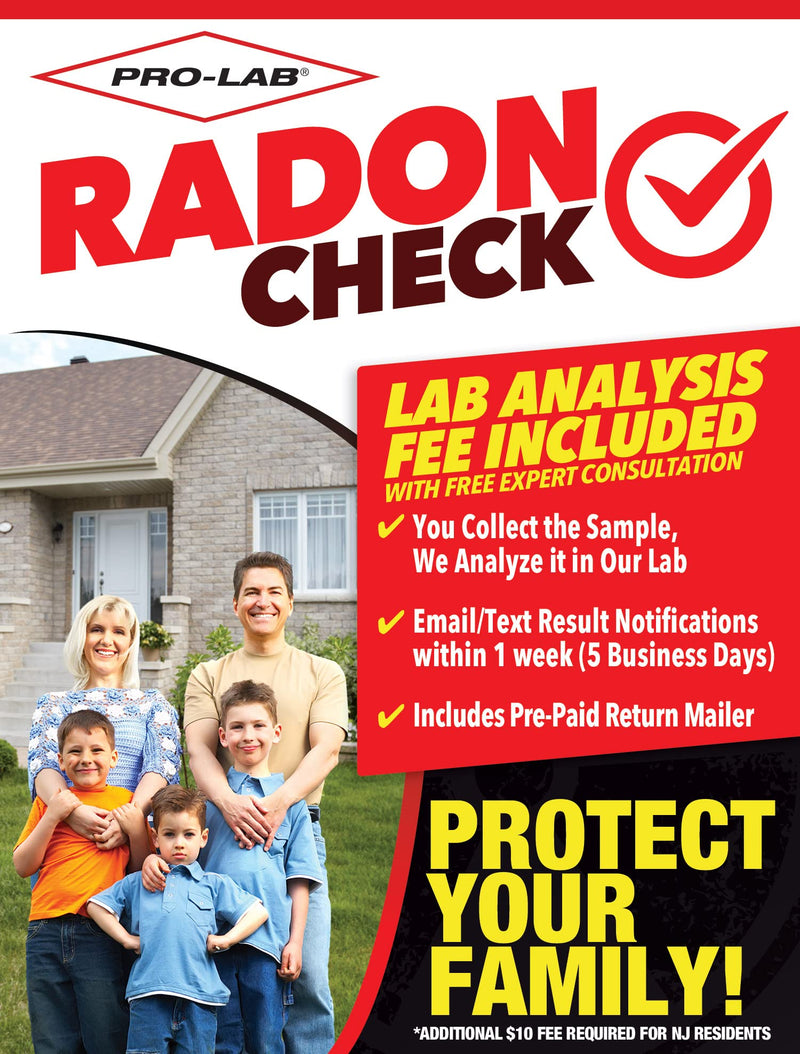 PRO-LAB Radon Test Kit for Home - EPA Approved Short-Term Radon Tester with 1 Detector - Lab Fee & Return Mailer Included - Quick & Reliable Radon Testing