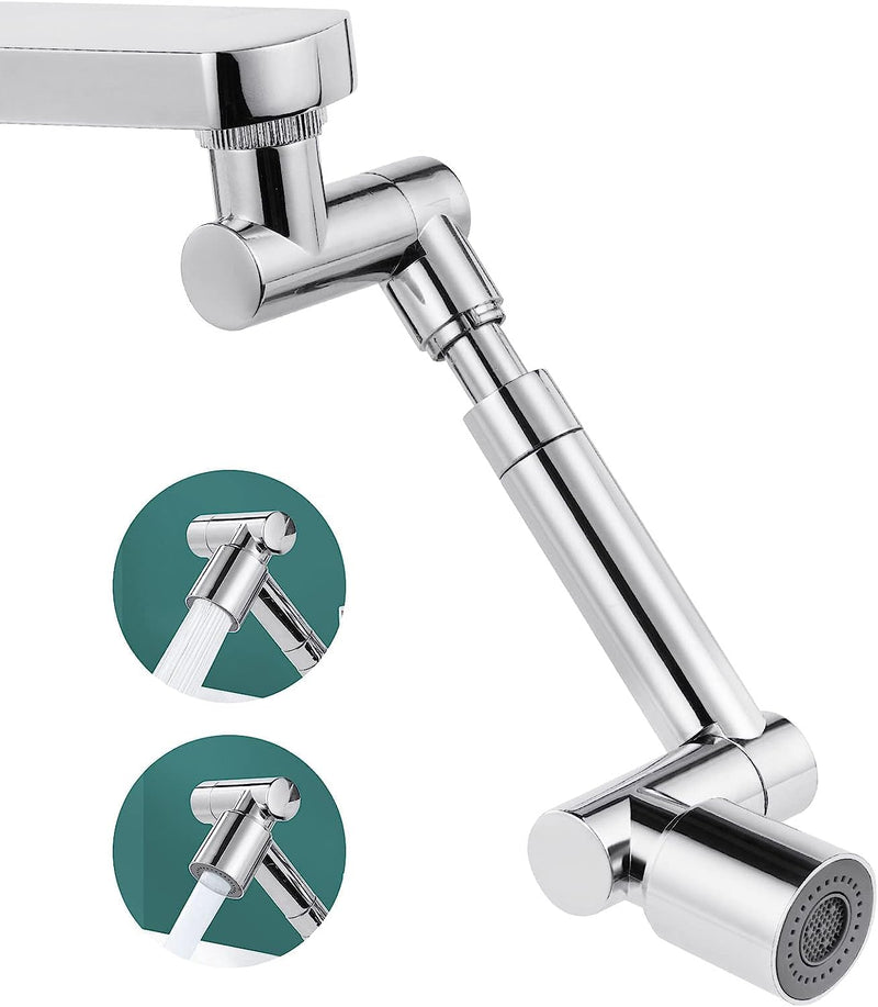 Flintronic Rotating Tap Attachment, 1440 Degree Multifunctional Extension Tap with 2 Adjustable Aerlators, Faucet Extender for Kitchen and Bathroom