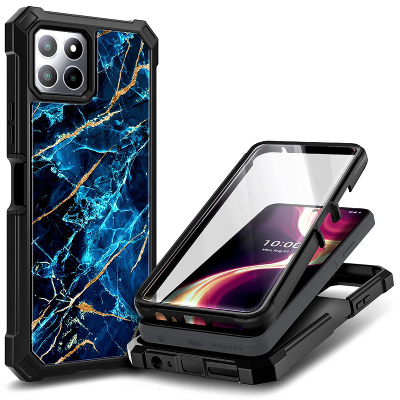 NZND Case for Boost Mobile Celero 5G Plus 2023 7.0" (Plus Version Only) with [Built-in Screen Protector], Full-Body Protective Shockproof Rugged Bumper Cover, Impact Resist Durable Case (Sapphire) Sapphire