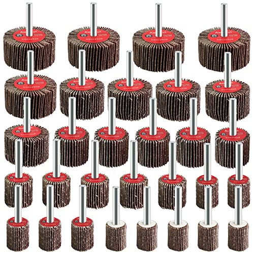 Flap Sander Set 80 Grit Flap Grinder Sanding Attachment for Cordless Screwdriver, Drill, Straight Sander (30 Pieces Cylindrical Sander)