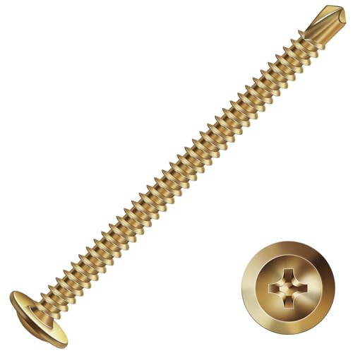 #8 x 2-1/2"Sheet Metal Screws 250Pcs Bronze 410 Stainless Steel Truss Head Tek Screws Fast Self Tapping Screws by SG TZH 250 #8 x 2-1/2"