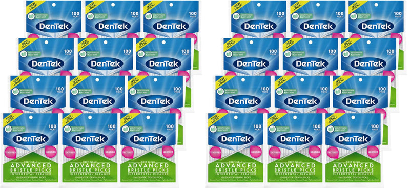 DenTek Deep Clean Bristle Picks | Removes Food & Plaque | 100 Count | Pack of 24 100 Count (Pack of 24)