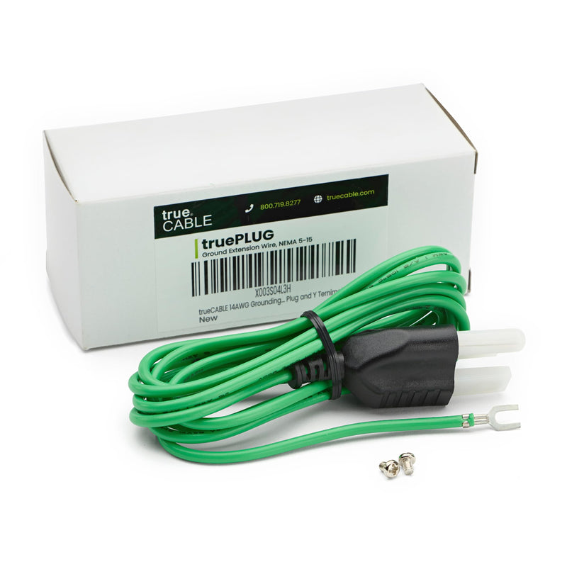 TRUE CABLE Shielded Ethernet Patch Panel Bond & Ground Extension Wire Adapter, NEMA 5-15P 3 Prong Plug, 14 AWG, 6 Foot