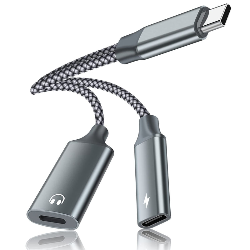 USB C to Lightning Audio Adapter, USB Type C Male to Lightning Female Headphones Converter & PD 60W Charging Dongle Compatible with iPad Pro 2021/2022, iPad Air 2020/2022, MacBook, Galaxy S23/S22/S21 Grey