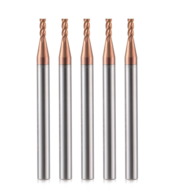 2 mm CNC End Mill Carbide 4 Cutting Edges 5 Pieces TiSiN Coat Spiral Cutter Bit Solid Carbide Drill Bits with 4 Grooves, 55 HRC Cutting End Mill Set Drill Bit for Aluminium Alloy, Steel, Copper D2x6xD4x50L