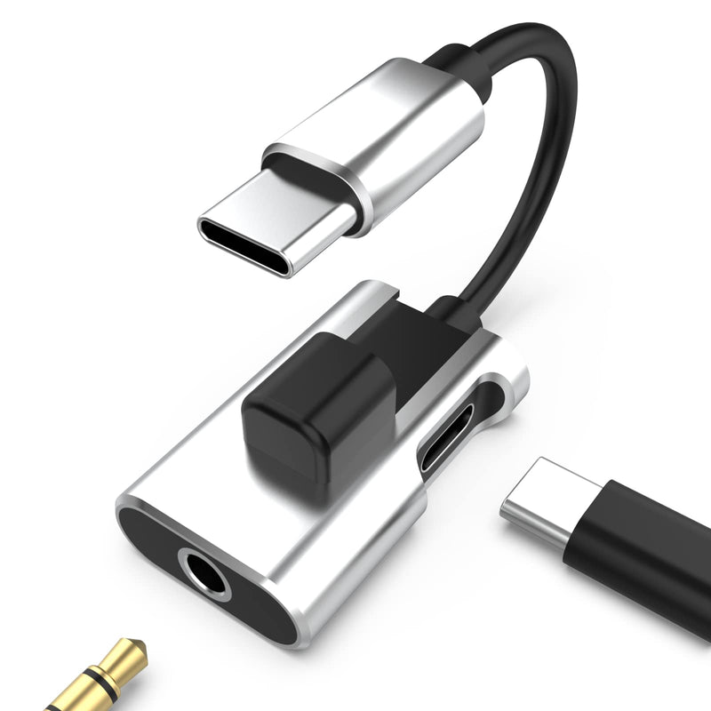 Asobilor USB C to 3.5mm Headphone and Charger Adapter, 2-in-1 USB C to Aux Audio Jack Hi-Res DAC and Fast Charge Dongle Cable Compatible with Galaxy/Pixel/Note Series
