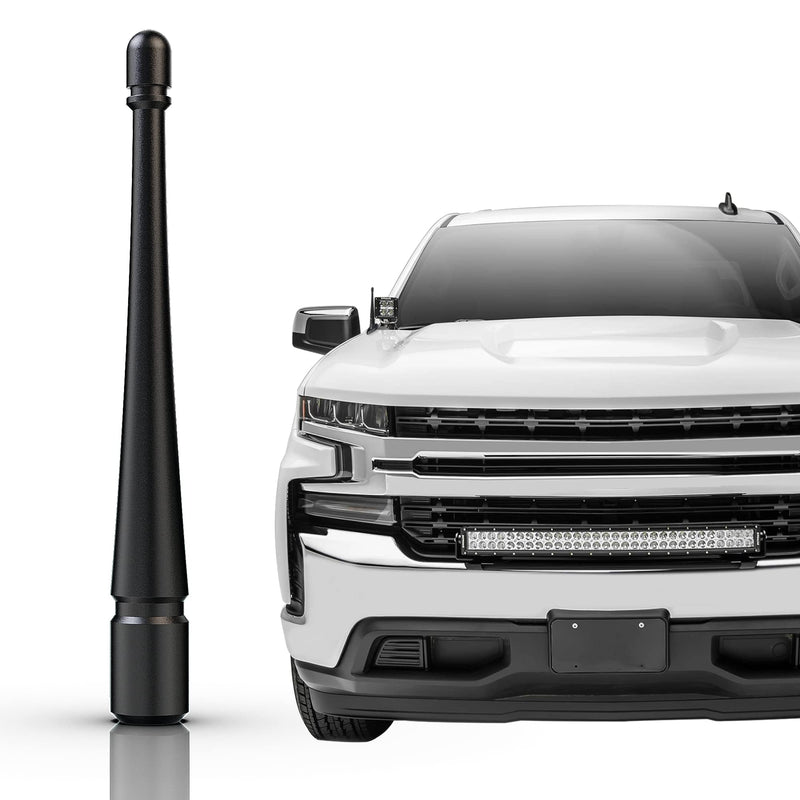 aftid - 4 Inch Aluminum Stubby Antenna Compatible with Chevy Silverado 2007-2024 (M7 Thread)