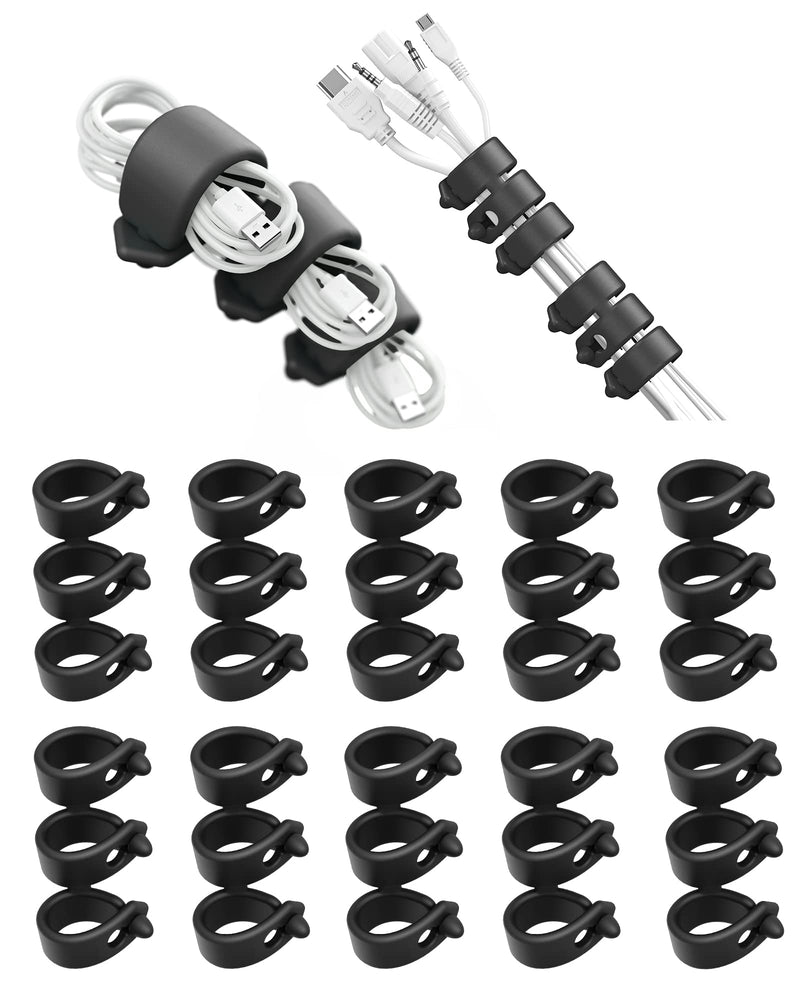 ELFRhino Cord Organizer 10 Pack Reusable Cable Straps, 3 in 1 Multipurpose Cable Protector for Earbuds Earphone Headphone Headset Wrap Winder Holder Keeper Manager Management (3L Black) 3l Black 10pcs