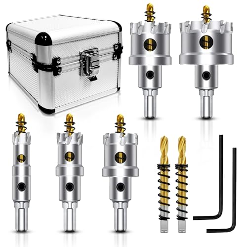 7Pcs Tungsten Carbide Hole Saw Kit for Hard Metal and Steel, 5/8"-1-3/4" 7Pcs 5/8"-1-3/4"