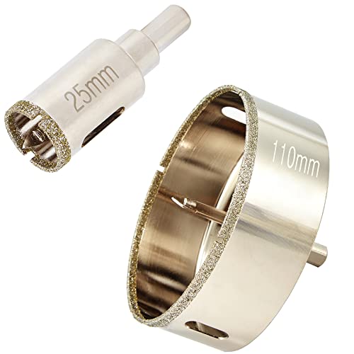 1 Inch + 4 1/4 Inch Diamond Hole Saw with Pilot Bit, 1" +4.25" Tile Hole Saw with Center Drill Bit for Marble, Quartz, Granite, Ceramics, Porcelain Tiles, 1-1/2" Depth of Cut