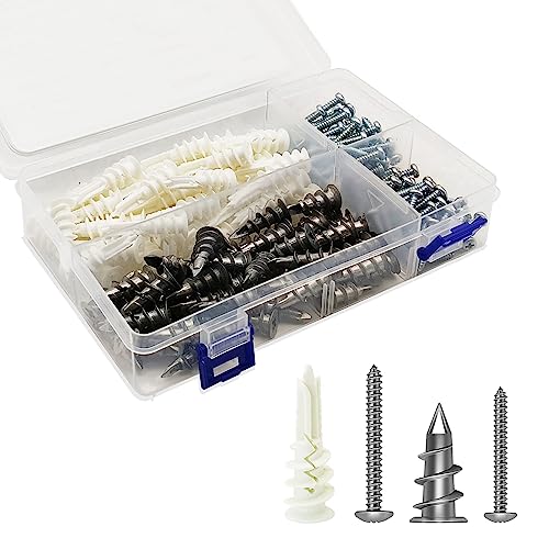 Self Drilling Drywall Anchors and Screws Assortment Kit (200 PCS)
