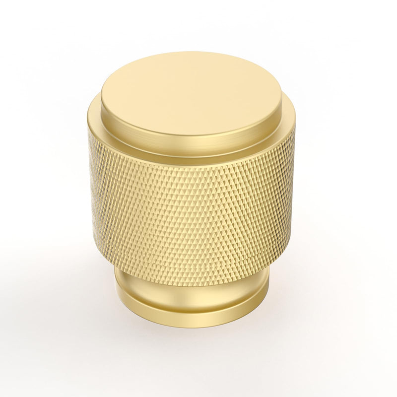 10 Pack 1"(25mm) Brushed Gold Knurled Cabinet Knobs for Dresser Kitchen Knobs for Cabinets Single Hole Cabinet Pulls Hardware Knob 10