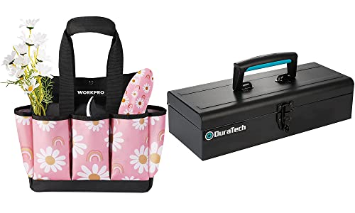 WORKPRO Garden Tool Bag 12" x 12" x 6" & DuraTech 15" Metal Tool Box