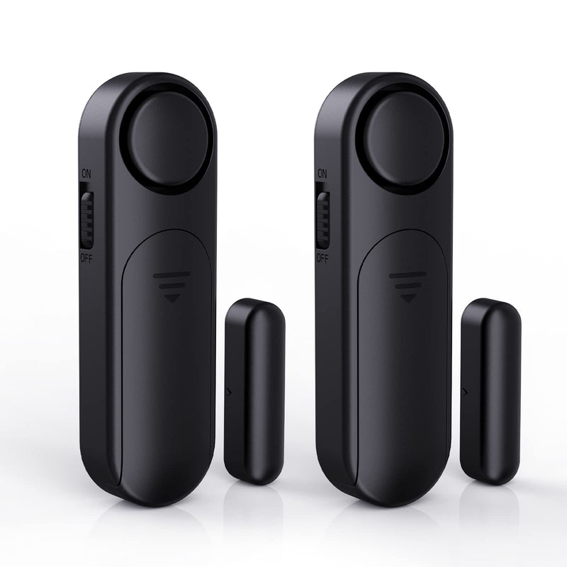 Door Alarm When Opened (2 Pack), 120dB Door and Window Open Sensor for Home Security/Kid Safety/Pool Safety, Sliding Front Door Opening Sensor Alert for Garage/Apartment/Business Office Entry,Black