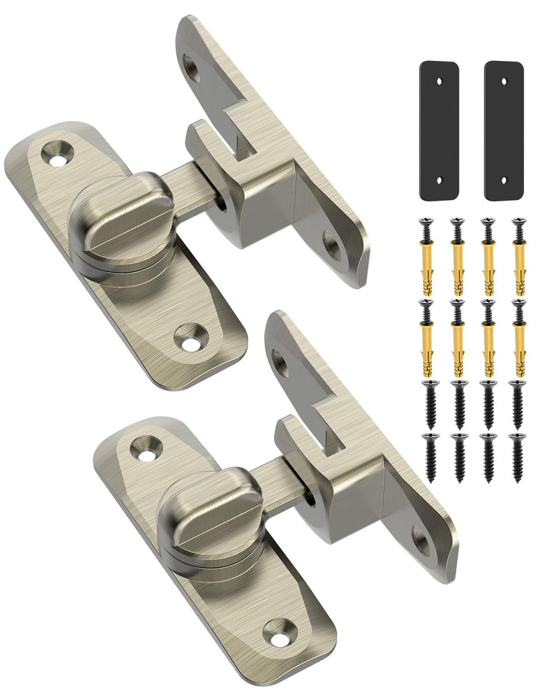 90/180 Degree Barn Door Lock, Small Flip Gate Latches Hardware, Security Sliding Door Latch Lock fo Cabinets, Barn, Bathroom, Garden (Bronze-2Pcs) Bronze-2Pcs