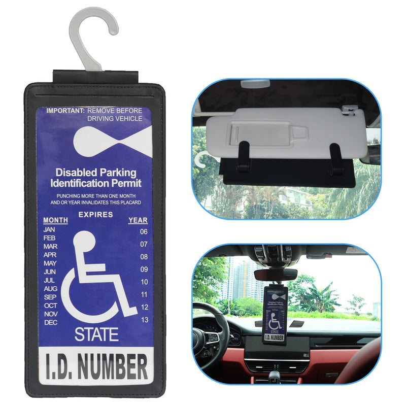 Yuoyar Portable Handicap Placard Holder for Auto - Ultra Transparent Handicapped Placard Holder Protector Hanger Sleeve - Placard Holder for Disability Parking (Black) black