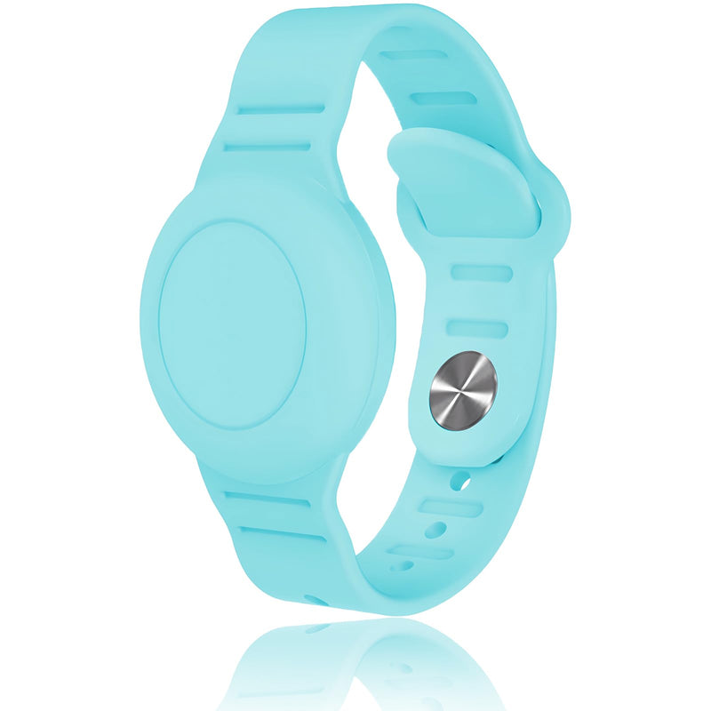 Kids Waterproof Airtag Bracelet Compatible with Apple AirTag, Hidden Silicon Protective Case for Air Tag GPS Tracker Holder, Adjustable Anti-Lost Watch Band for Toddler Child (Cyan) Cyan