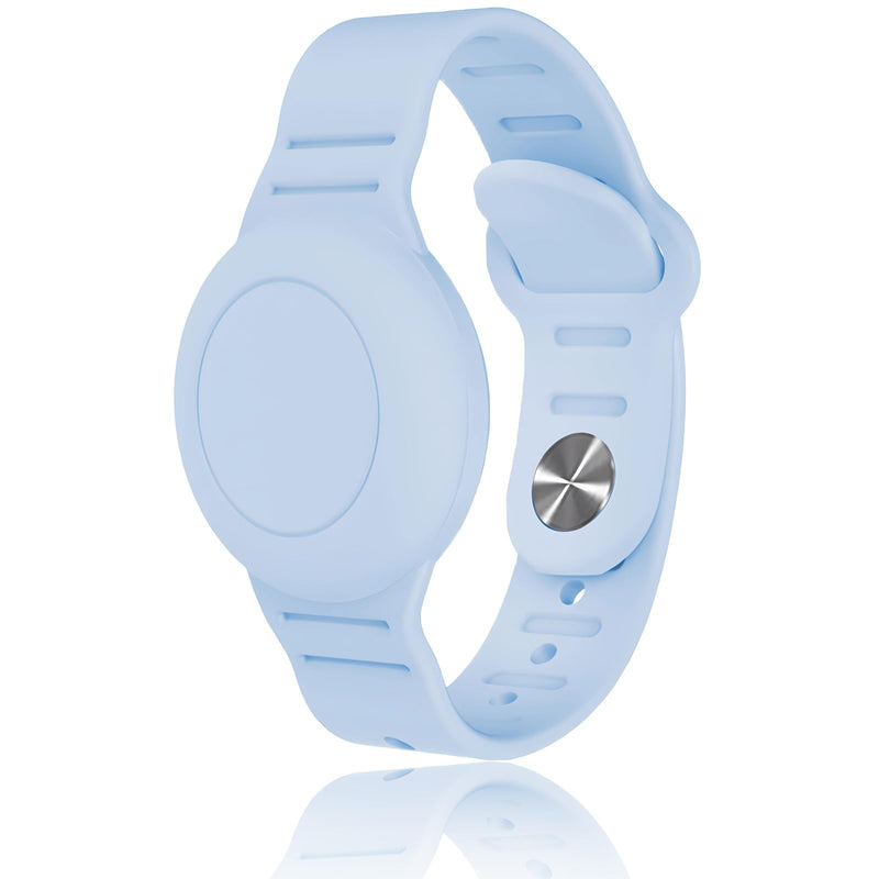 Kids Waterproof Airtag Bracelet Compatible with Apple AirTag, Hidden Silicon Protective Case for Air Tag GPS Tracker Holder, Adjustable Anti-Lost Watch Band for Toddler Child (Blue) Blue
