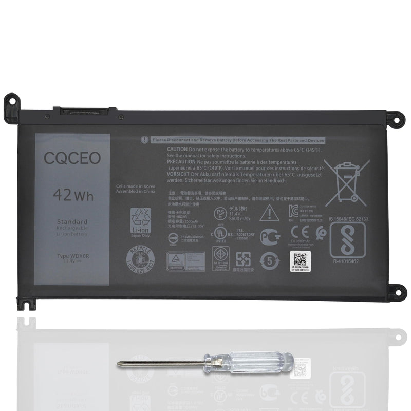 WDX0R Laptop Battery for Dell Inspiron 5538 5565 5567 5568 7000 7460 7472 7560 7378 7368 Series Latitude 3490 3590 3190 Vostro 5468 5568 3CRH3 T2JX4 FC92N CYMGM P69G P69G001 P58F 11.4V 42Wh