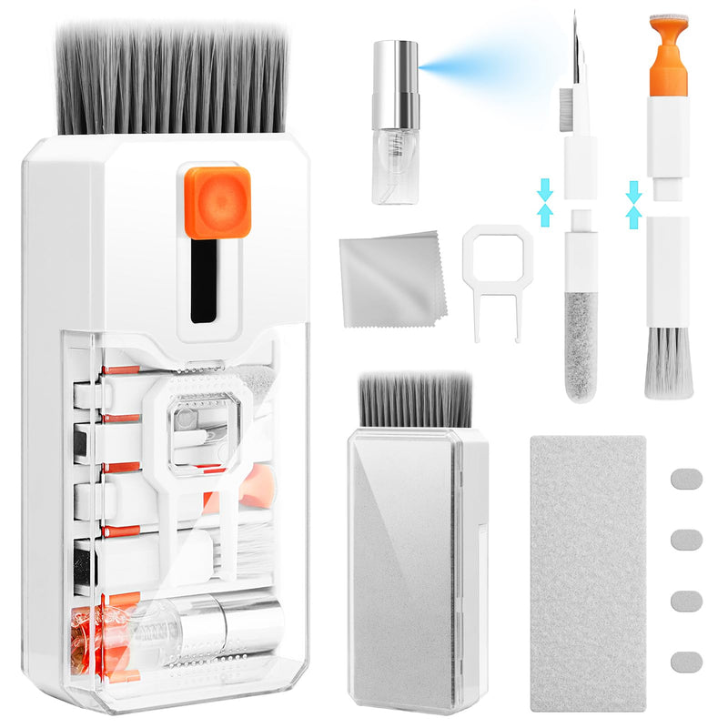 Ordilend Keyboard Cleaning Kit Laptop Cleaner, All-in-One Computer Screen Cleaning Brush Tool, Multi-Function PC Accessories Electronic Cleaner for iPad iPhone Pro Earbuds Camera Monitor with Patent White