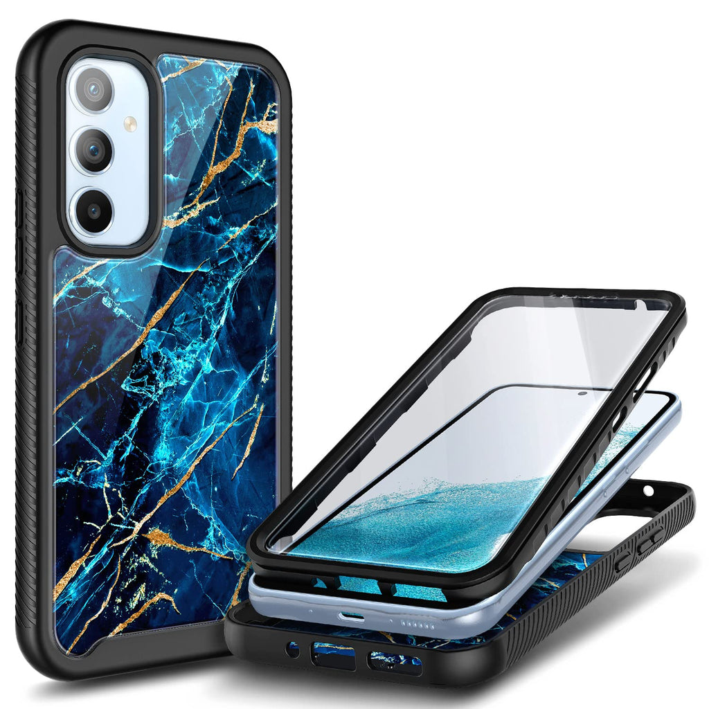 NZND Galaxy A54 5G Case with [Built-in Screen Protector], Full-Body Protective Shockproof Rugged Bumper Cover, Impact Resist Durable Phone Case for Samsung Galaxy A54 5G (Sapphire) Sapphire