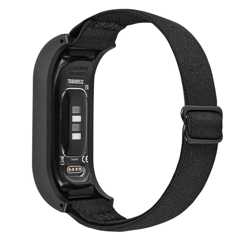 Elastic Nylon Bands Compatible with Garmin Vivosmart 5 tracker Replacement Bands with Case Black M(5.1-8.3inch)