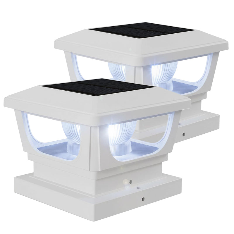 BRIGHTICONIC Solar Post Cap Lights Outdoor for 4x4, 3x3 – Auto On/Off Post Lights Solar Powered – Easy Install, IP65 Waterproof Deck & Fence Lights – Efficient 1500mAh Battery – 120 Lumen, Cool White White / Cool White 6000K - 2