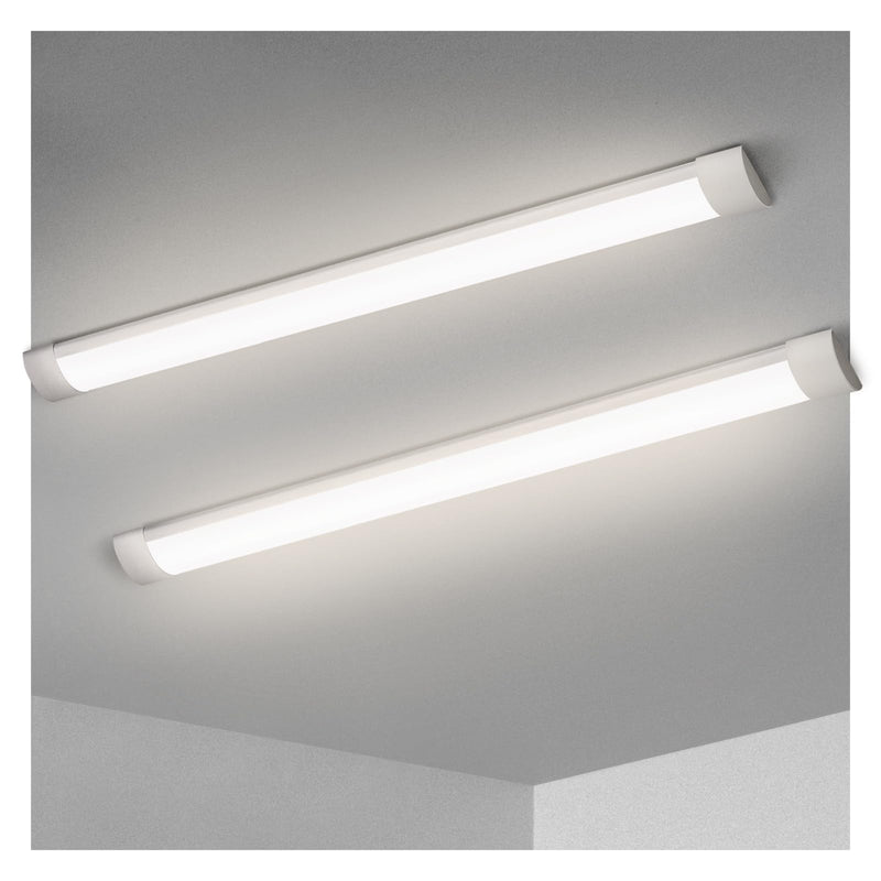 KILIPOL 3FT LED Batten Light, Ceiling Surface Mounted Slim LED Tube Lights, 30W 4000K Neutral White for Office, Shop, Garage, Home, 2 Packs