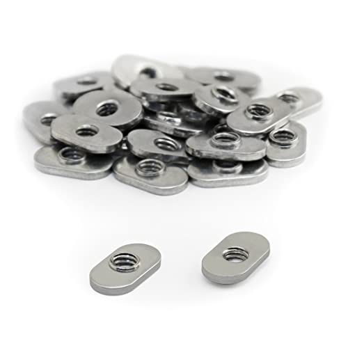 8020, 3675, 10 Series Stainless Steel SS 1/4-20 Centered Slide in Economy T Nuts Hardware Nuts for 10 Series Aluminum Extrusions (25 Pack) 25 Pack