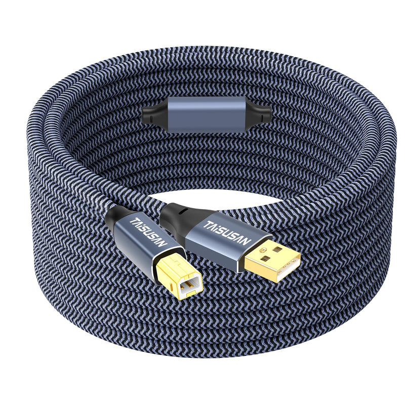 50ft USB 2.0 Printer Cable, High Speed USB A to USB B Printer Cord Compatible for Keyboard,MacBook,Printers and Scanners-Gray 50ft USB Printer Cable Grey