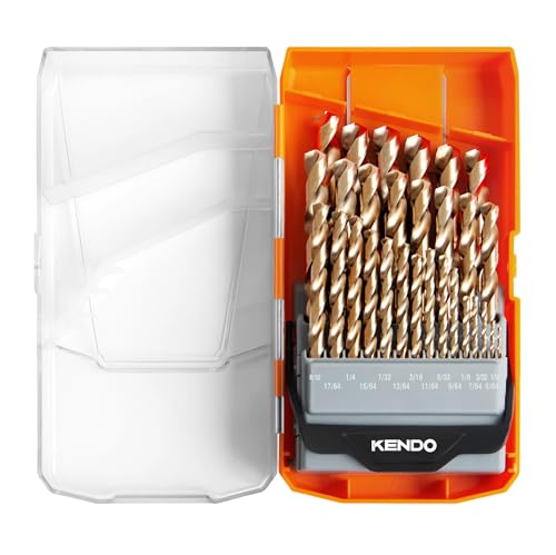 KENDO M35 Cobalt Drill Bit Set for Metal, 29PCS 1/16-1/2 Inch 29 pcs Cobalt