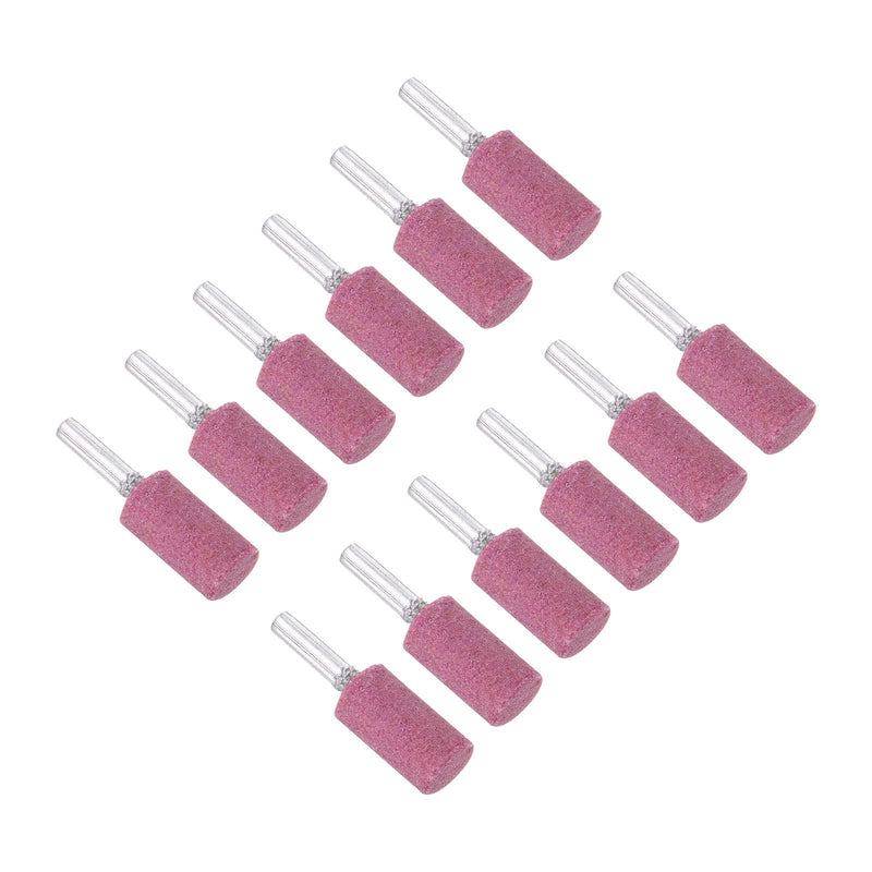 Quartzman 12 Pieces 6 mm Shaft 16 mm Diameter Grinding Stones Mounted Pink | Cylinder shape whetstone for grinding and polishing