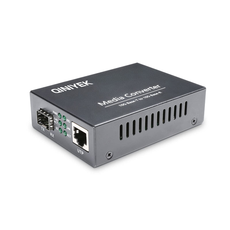 10G Ethernet Media Converter, 1x 100M/1G/2.5G/5G/10GBase-T RJ45 to 1x 10GBase-X SFP+ Slot, Supports 10G SR/LR/10G-T Module,10G Fiber Ethernet to Copper UTP Media Converter RJ45 to SFP+