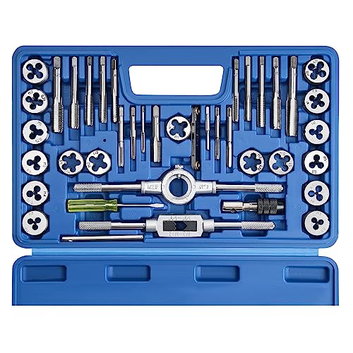 Anfrere 40pcs Metric Tap and Die Set, Metric Standard Rethreading Tool Kit