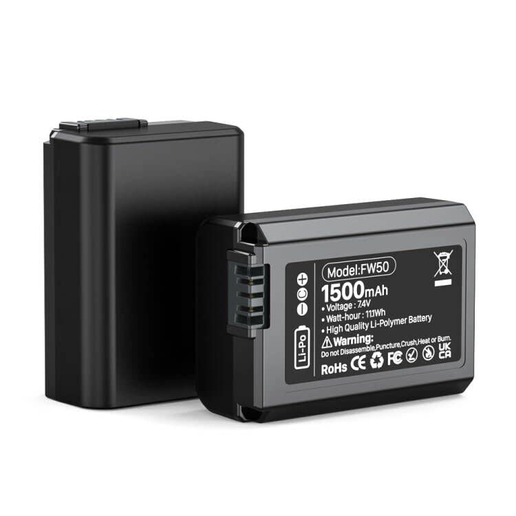 FGGHOO NP-FW50 Camera Battery (2-Pack) for Sony Alpha a5100, a6000, a6300, a6400, a6500, ZV-E10, Alpha a7, a7 II, a7R, a7R II, a7S, a7S II, Cyber-Shot DSC-RX10 II, RX10 III, RX10 IV and More 2pcs