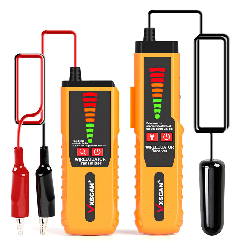 F04 Underground Wire Locator Tracer Tone Generator Kit and Probe with Earphone, Buried Wire Tester for Locating Breakage Cables & Wires Dog Fence Cables Yellow