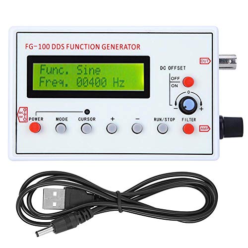 Fyearfly DDS Signal Generator 1Hz-500KHz FG-100 Frequency Generator Function Generator Sine Wave Rectangular and Triangle Wave Counter Signal Source for Testing and Debugging