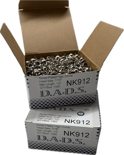 D.A.D.S. NK912 Upholstery Tacks, Decorative Nail Heads, Upholstery Tacks for Furniture, DIY Decorative Tacks, Upholstery Pins, (Nickel Plated High Dome) Nickel Plated High Dome