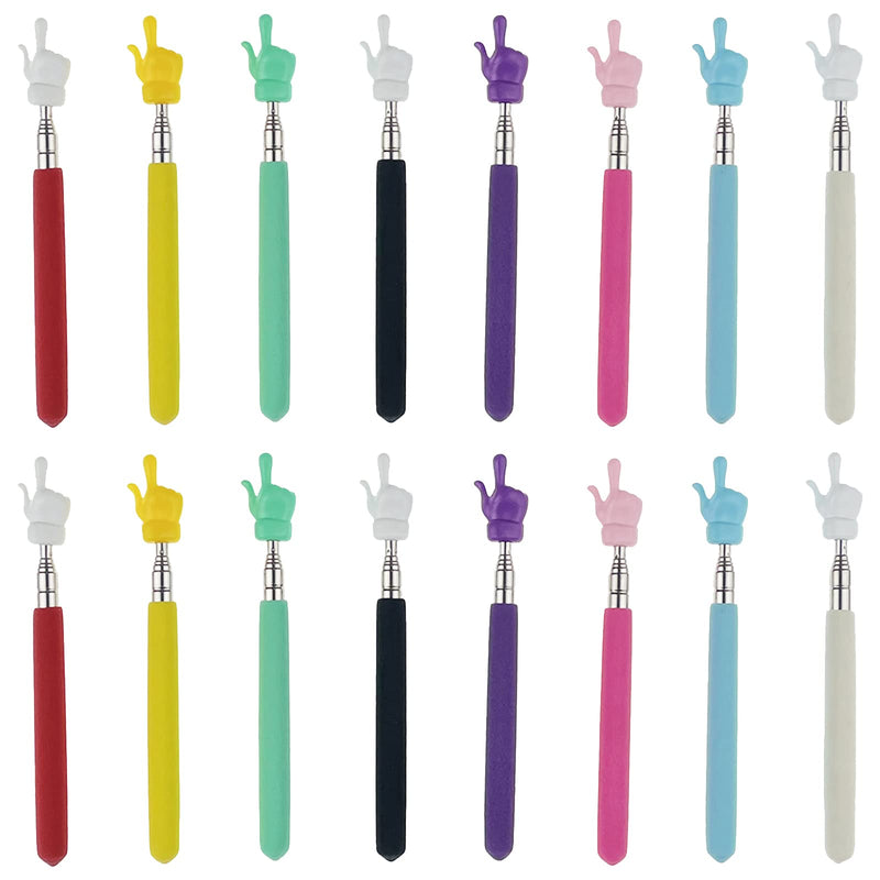 16 Pieces Telescopic Teacher Pointer Finger Pointer Stick for Teachers Coach Presenter, Extends to 21.7 Inches (8 Colors) 8 Colors
