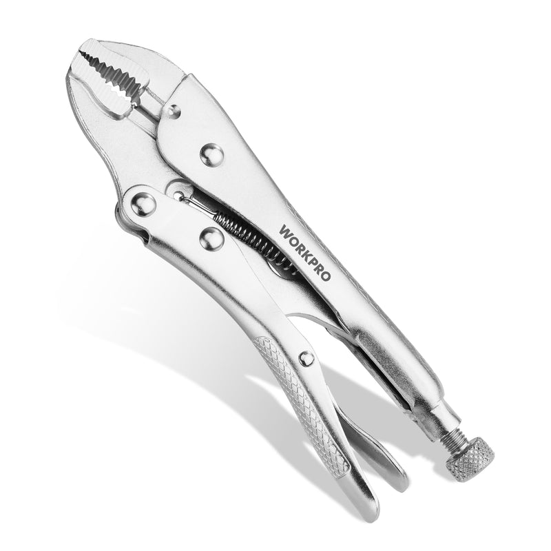 WORKPRO Locking Pliers, 4-inch Curved Jaw Vice Grips pliers, Chromium-Vanadium Steel Locking Pliers with Wire Cutter, Locking Adjustable Vise Grips for Clamping Twisting Welding 4"